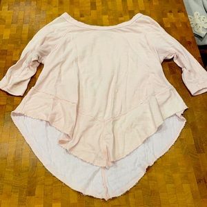 Babydoll pink loose neck collar, 3/4 sleeved drapey sweater shirt.